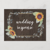 Zonnebloem rustieke Waterverf bruiloft RSVP Briefk Uitnodiging Briefkaart (Voorkant)