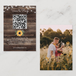 Zonnebloem Rustige Wood Wedding QR-code RSVP Informatiekaartje