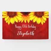 Zonnebloem Rustisch Hout Birthday Spandoek (Horizontaal)