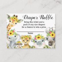 Zonnebloem Safari Baby shower Luier Raffle Ticket