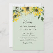 Zonnebloem Sage Elegante bruiloft Geen ouders Kaart (Voorkant)