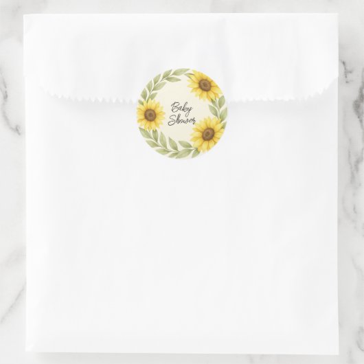 Zonnebloem & Sage Rustic Baby shower Envelope Seal Ronde Sticker (Tas)