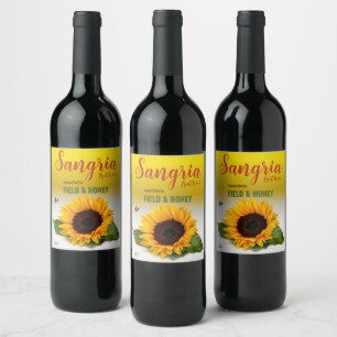 Zonnebloem Sangria Fruit Wine Label Wijn Etiket