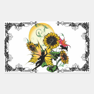Zonnebloem Schaduw Fairy and Cosmic Cat Rechthoekige Sticker