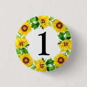Zonnebloem Schatje Dagen Aangepast nummer Ronde Button 3,2 Cm (Voorkant)