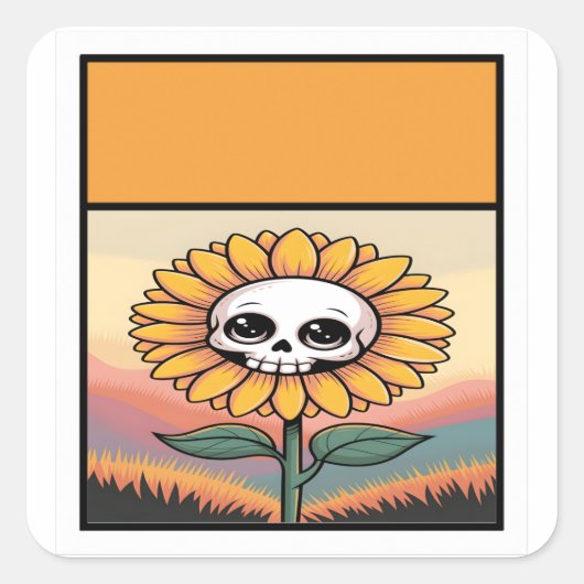 Zonnebloem schedel Sticker (Voorkant)