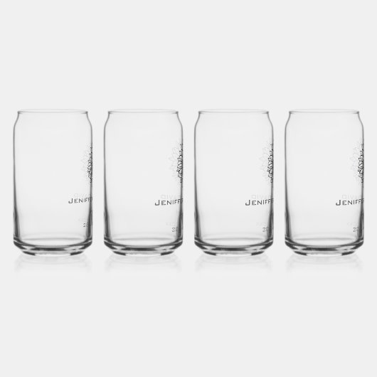 Zonnebloem schets gepersonaliseerde bruiloft blikvorm glas (Rechts)