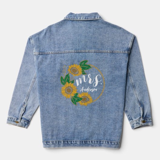 Zonnebloem schilderij mevrouw bruids bruiloft gewo denim jacket (Achterkant)