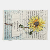 Zonnebloem  schilderij van waterverf theedoek (Horizontaal)