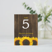 Zonnebloem Schuur Hout Trouwtafel Nummer Briefkaart (Staand voorkant)
