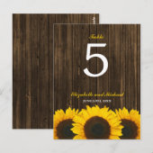 Zonnebloem Schuur Hout Trouwtafel Nummer Briefkaart (Voorkant / Achterkant)
