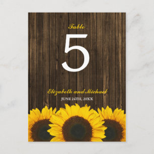 Zonnebloem Schuur Hout Trouwtafel Nummer Briefkaart