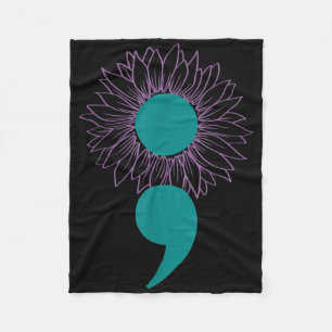 Zonnebloem Semicolon Zelfmoordbewustzijn Geestelij Fleece Deken