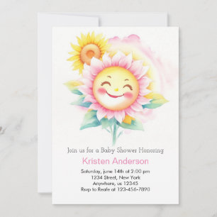 Zonnebloem Serenade Boho Meisje Baby shower Kaart