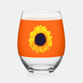 Zonnebloem Sinaasappel Geel Bloemen Drinkware Set Wijnglas Zonder Voet (Voorkant)