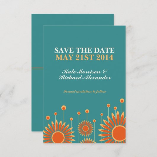 Zonnebloem, sla de datum Kaart op (Voorkant / Achterkant)