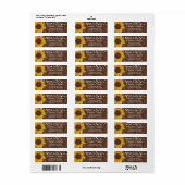 Zonnebloem & Slingerlichten Bruidsdouche Adres Etiket (Full Sheet)