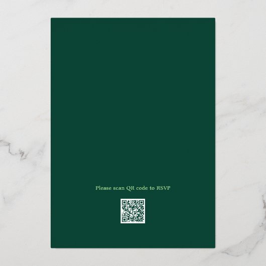 Zonnebloem Smaragd groen goud QR code Uitnodiging (Achterkant)