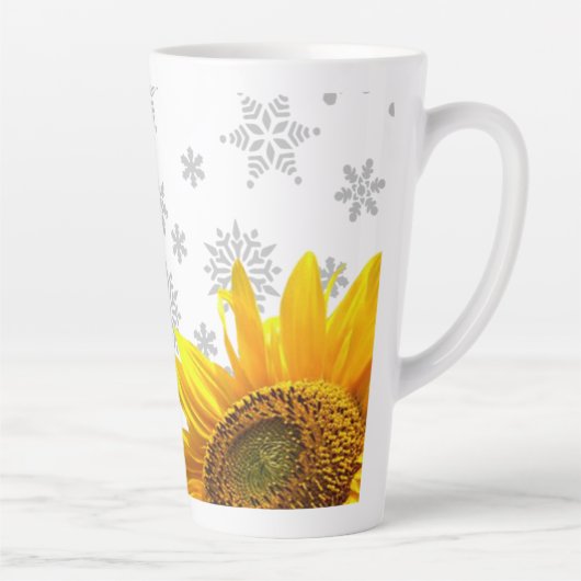 Zonnebloem Sneeuwvlokken Latte Mok (Rechts)