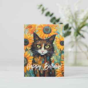 Zonnebloem Snorharen Plezier Kat Liefhebbers Verja Briefkaart