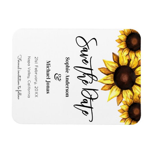 Zonnebloem Sparen de Datum Geel Wit Magneet (Horizontaal)