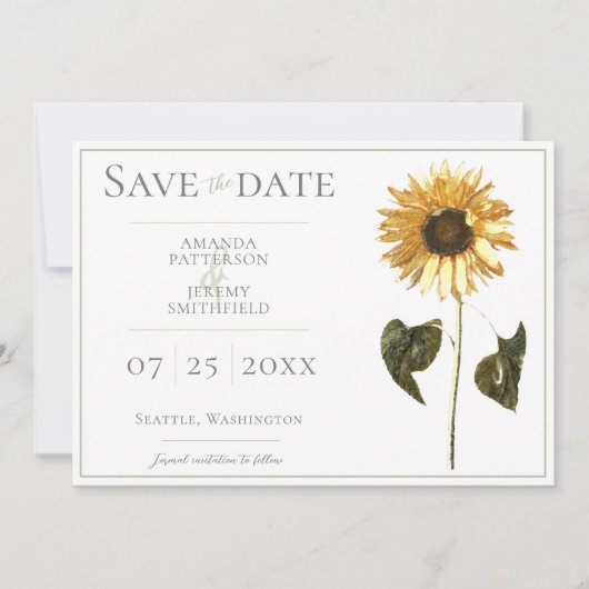 Zonnebloem sparen de Datum Save The Date (Voorkant)