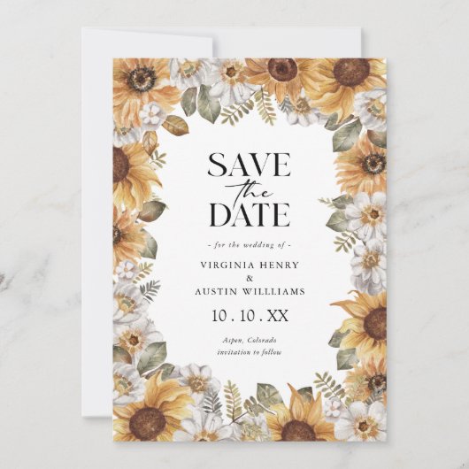 Zonnebloem sparen de Datum Save The Date (Voorkant)