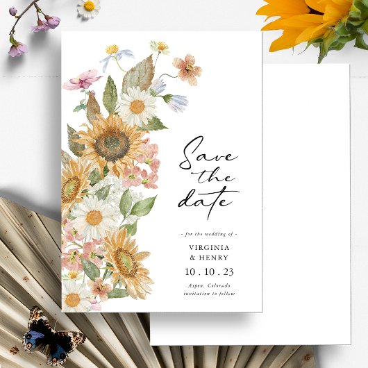 Zonnebloem sparen de Datum Save The Date