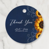 Zonnebloem Sparkle Blue Rustieke Glam Vrijgezellen Bedankjes Labels (Achterkant)