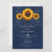 Zonnebloem Sparkle Blue Rustieke Glam Vrijgezellen Kaart (Voorkant)