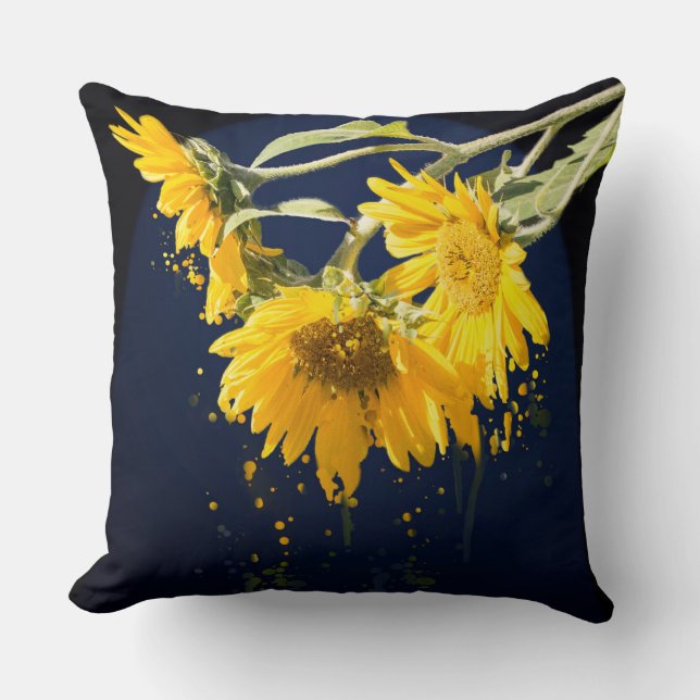Zonnebloem Splash Kussen (Voorkant)
