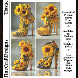 Zonnebloem Stiletto Hoge Hak Kunst DT3L Decoupage Tissuepapier
