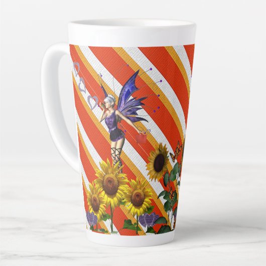 Zonnebloem Stripe latte Mok (Linkerhoek)