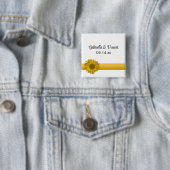 Zonnebloem Stripe Weddenschap Vierkante Button 5,1 Cm (In situ)