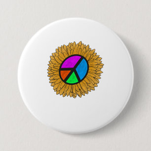 Zonnebloem T-Shirt Sunflower Peace Ronde Button 7,6 Cm