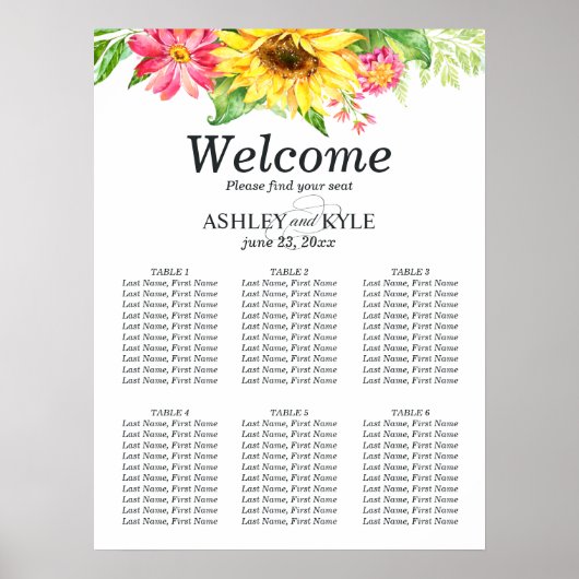 Zonnebloem Tafel Arrangement Poster (Voorkant)