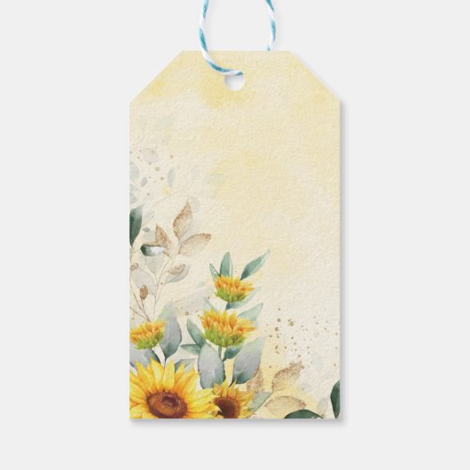 Zonnebloem Teddy Bear Summer Greenery Wreath Favor Cadeaulabel (Achterkant)