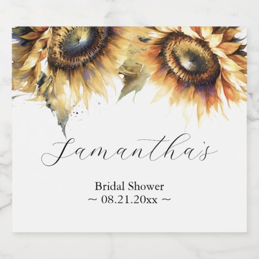 Zonnebloem Thema Sjabloon Champagne Labels Sparkling Wijnetiket (Enkel label)