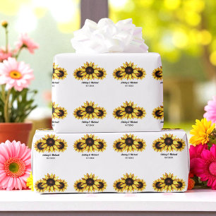 Zonnebloem Trouw Bloemen Geel Wit Cadeaupapier