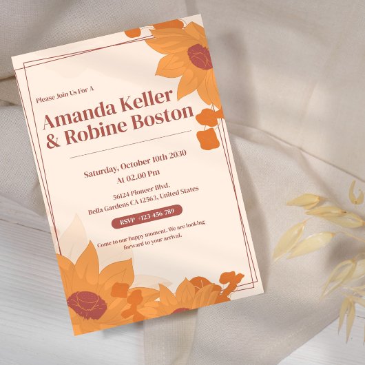 Zonnebloem Trouw Uitnodiging