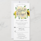 Zonnebloem trouwkaart met bijgevoegde RSVP kaart (Voorkant)