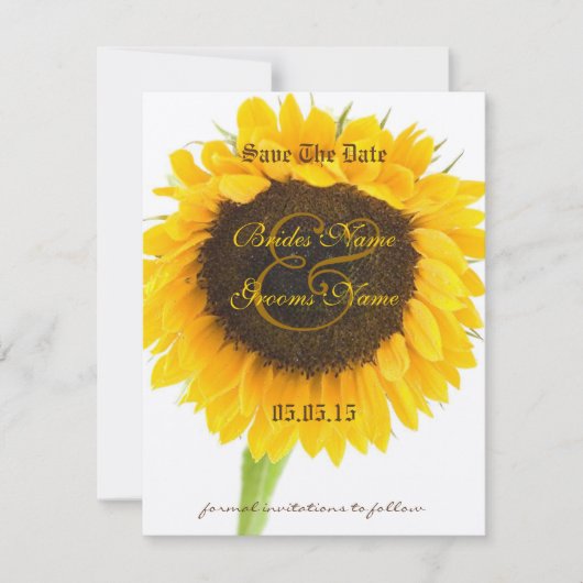 Zonnebloem Trouwkaart "Save the Date" Save The Date (Voorkant)