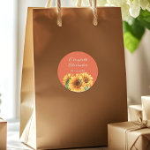 Zonnebloem Trouwsticker Ronde Sticker