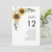 Zonnebloem Trouwtafel Nummer 12 Zitkaarten Kaart (Staand voorkant)