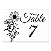 Zonnebloem Trouwtafel Nummers Rustieke Wildflowers Kaart (Achterkant)
