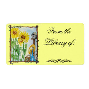 Zonnebloem Tuin Boek Bord Label