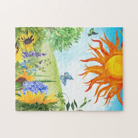 Zonnebloem Tuinlandschap Litha Solstice Legpuzzel (Horizontaal)