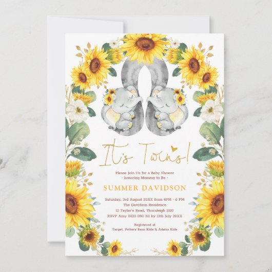 Zonnebloem Twintig Baby shower Gele Florenz Kaart (Voorkant)