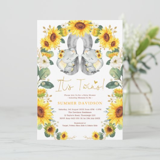 Zonnebloem Twintig Baby shower Gele Florenz Kaart (Staand voorkant)