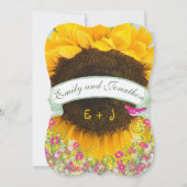 Zonnebloem Typografie Modern Wedding Kaart (Achterkant)